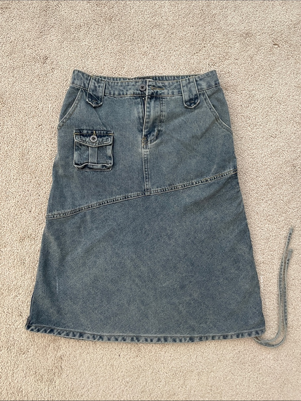 Washed Denim A-Line Skirt in Blue